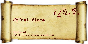 Örsi Vince névjegykártya